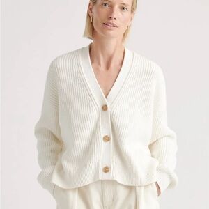 Quince White Fisherman’s Cardigan S